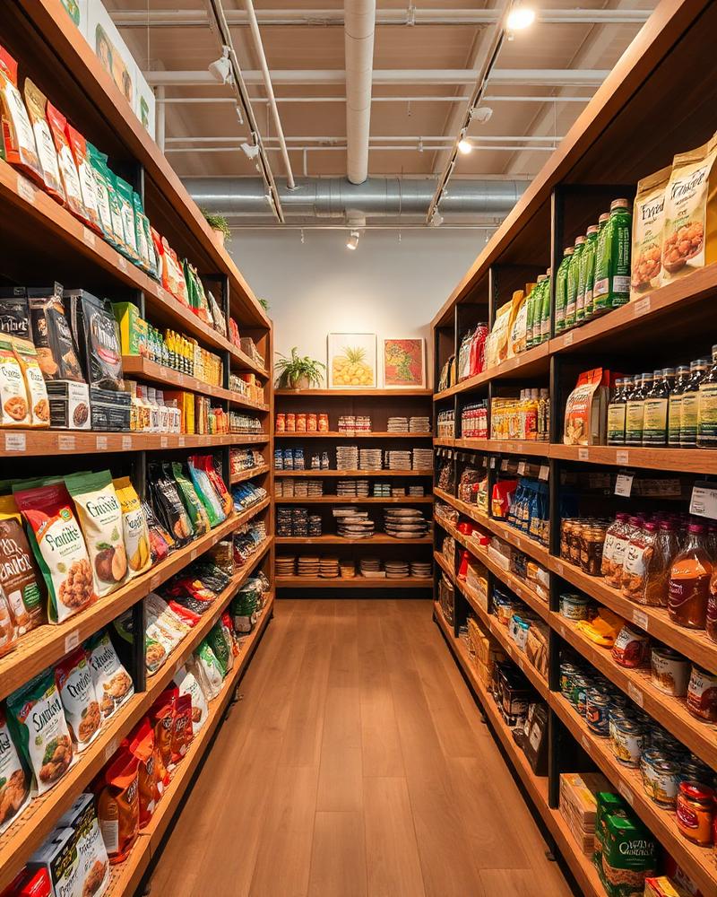 Grocery aisle with organic products